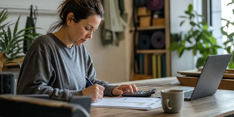 Yoga studio owner planning how to split a monthly budget